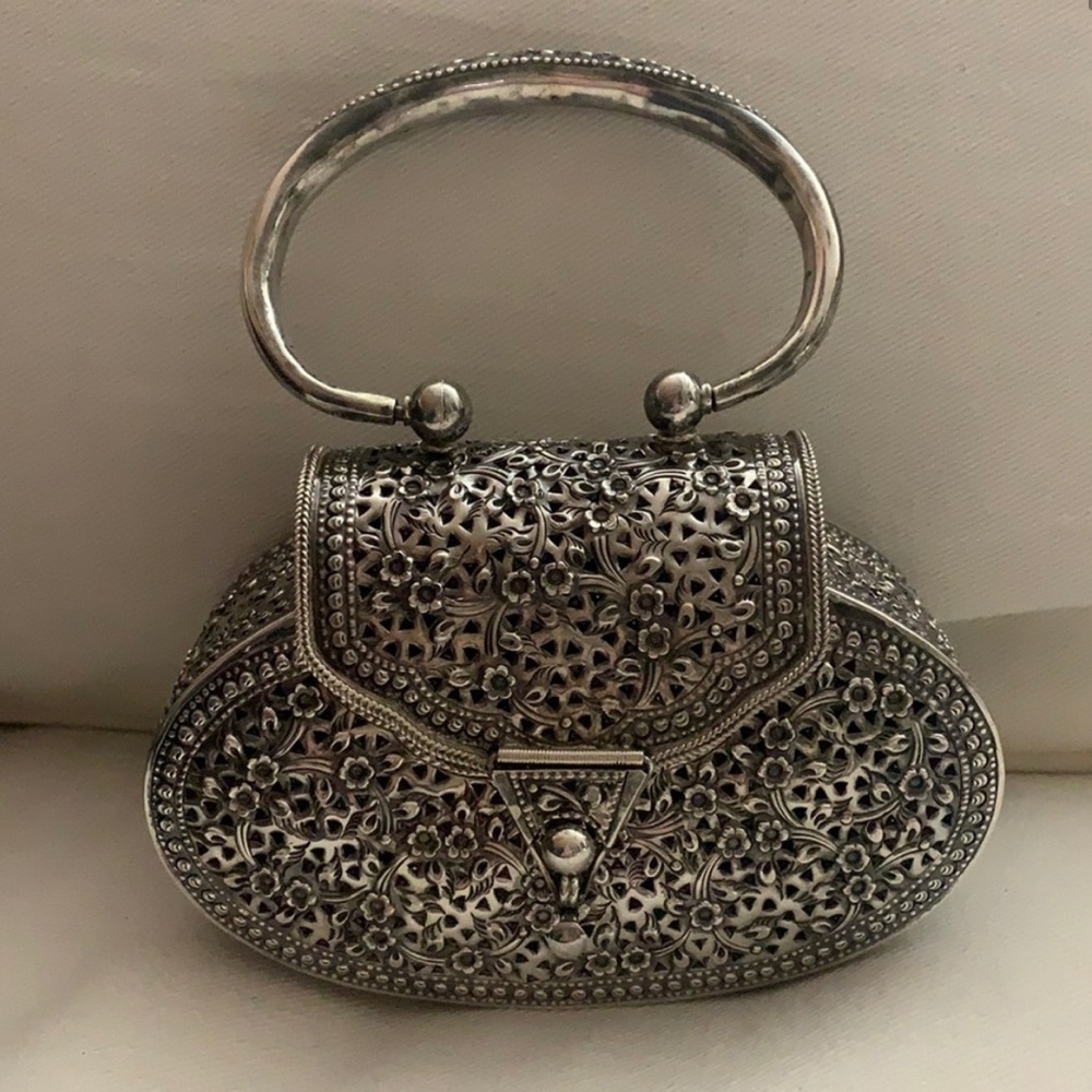 925 Sterling Silver Engraved Filigree Purse